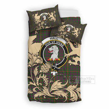 Hall Tartan Crest Bedding Set with Scottish Iconic Symbols 