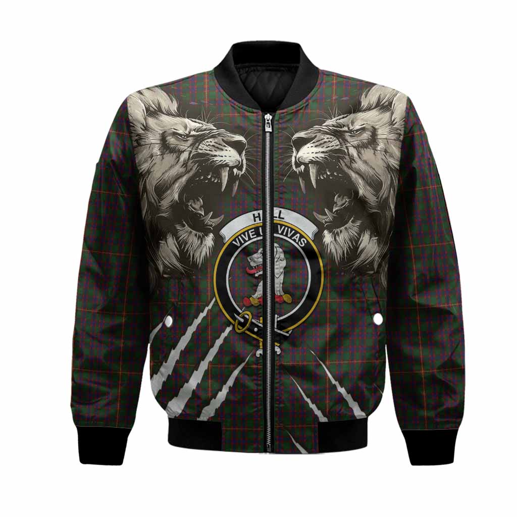 Hall Tartan Crest Bomber Jacket Ferocious Lion Style