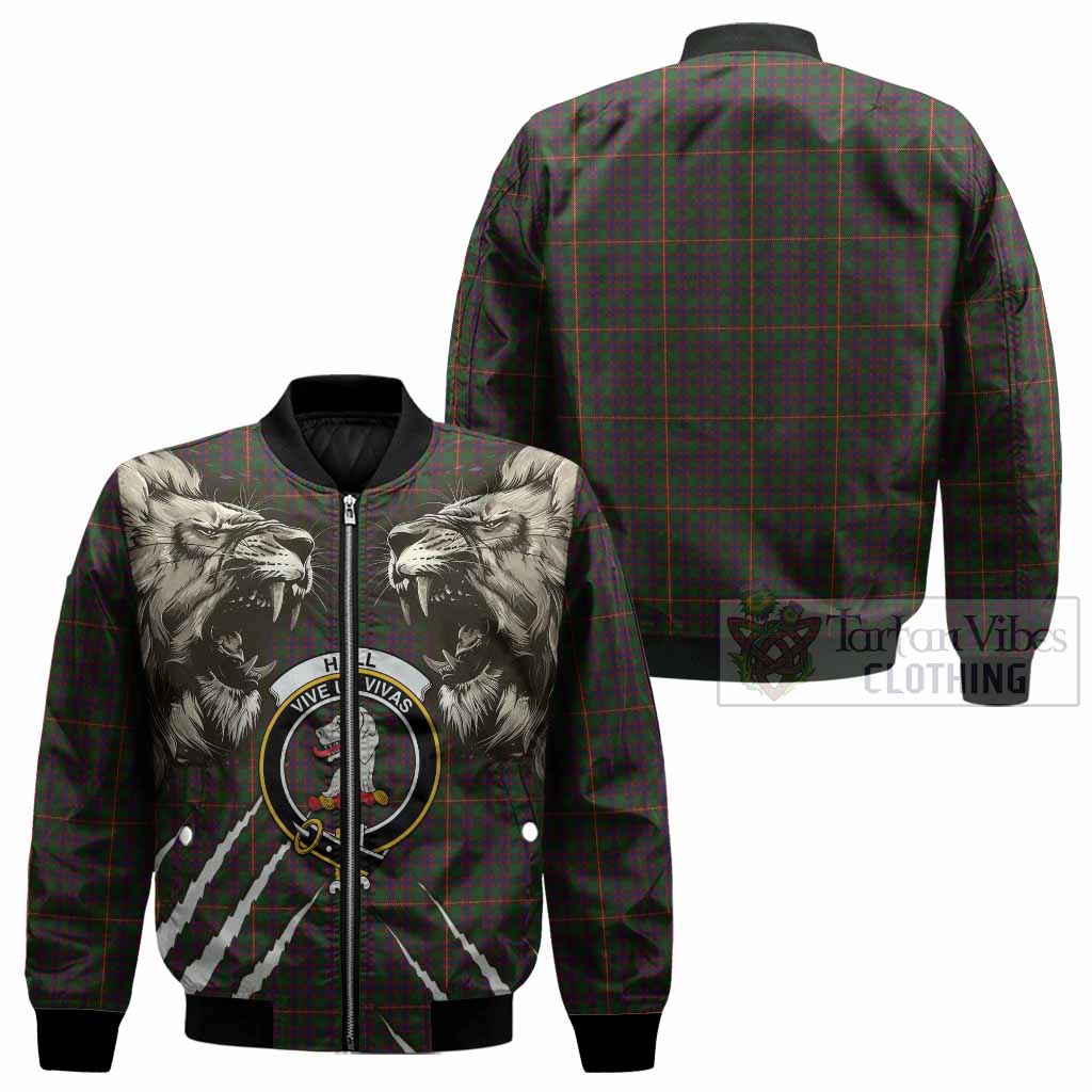 Hall Tartan Crest Bomber Jacket Ferocious Lion Style