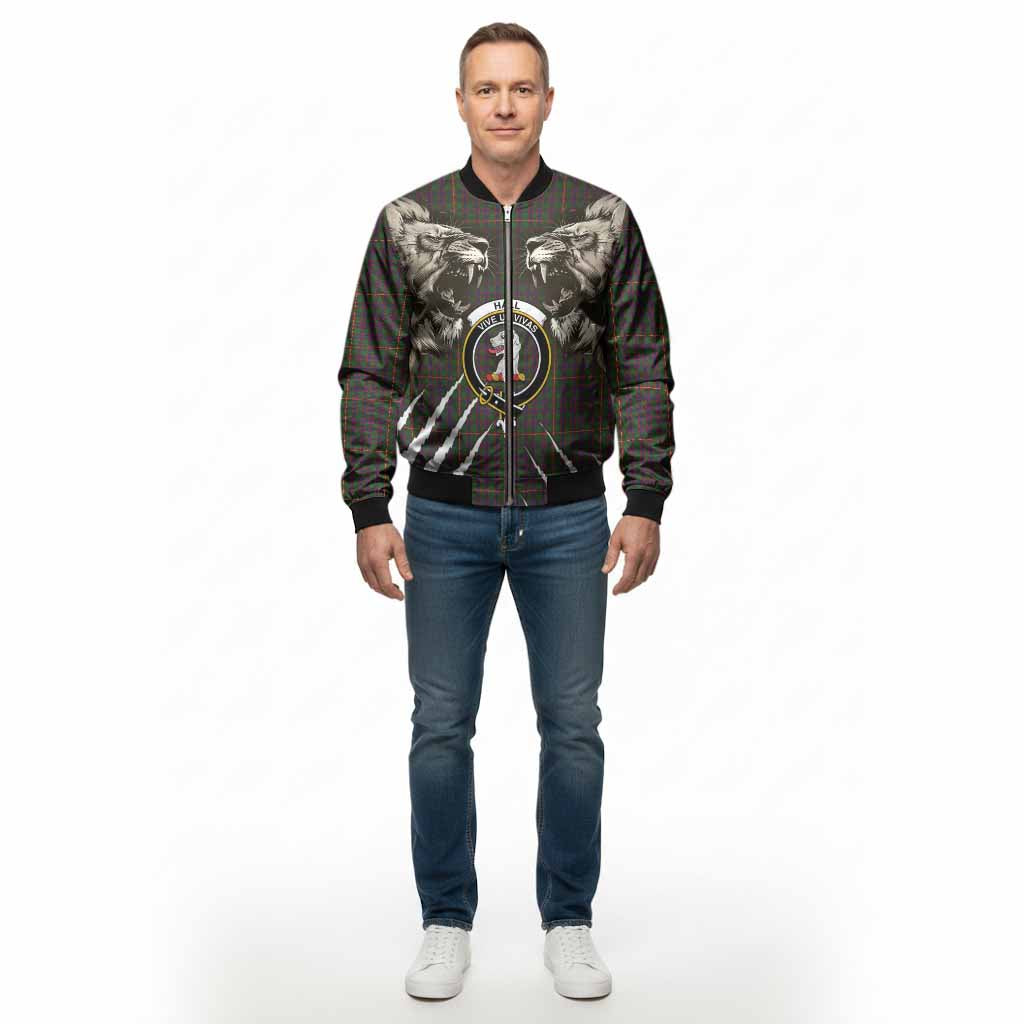Hall Tartan Crest Bomber Jacket Ferocious Lion Style