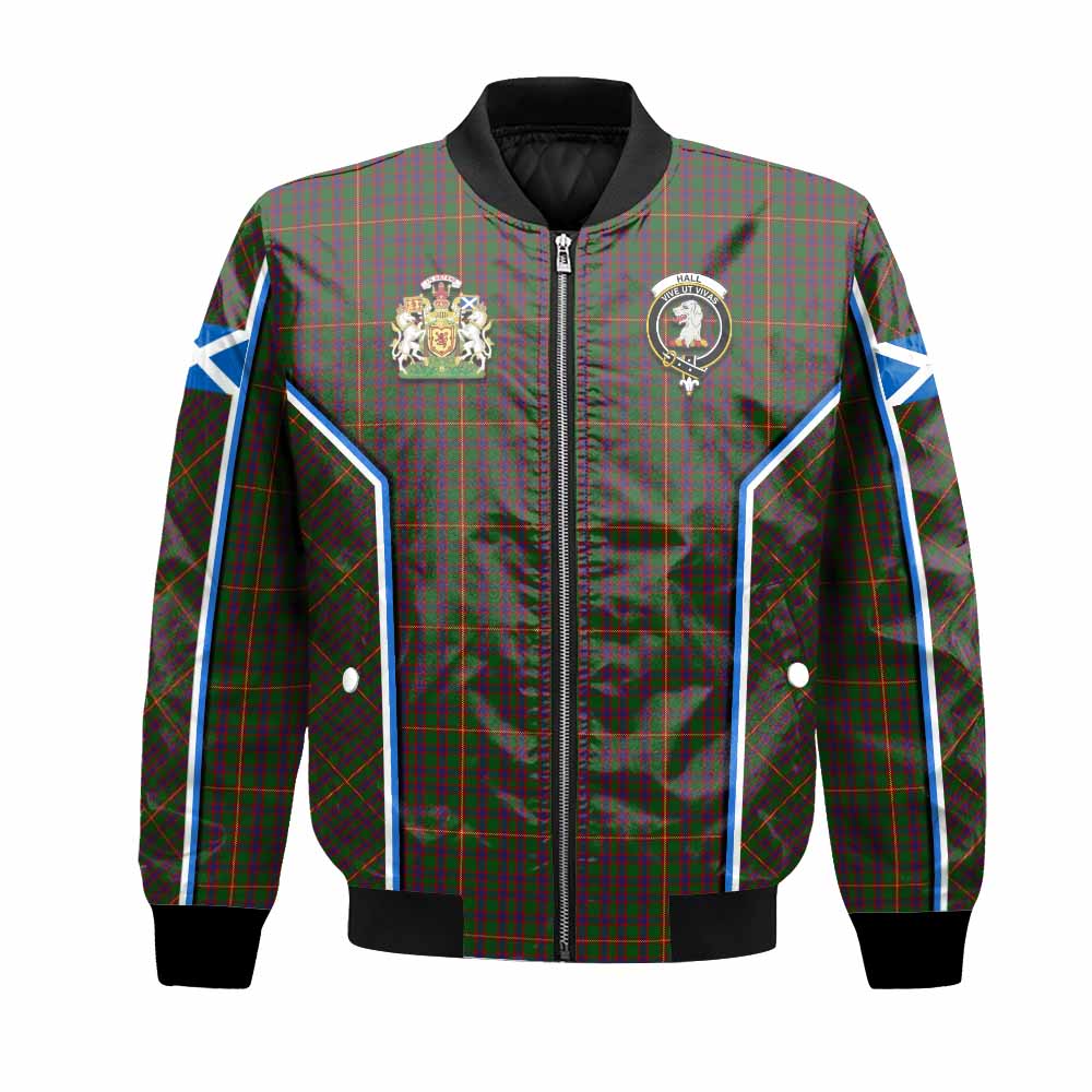 Hall Tartan Crest Bomber Jacket Scotland Coat of Arm Flag Style - Tartan Vibes Clothing
