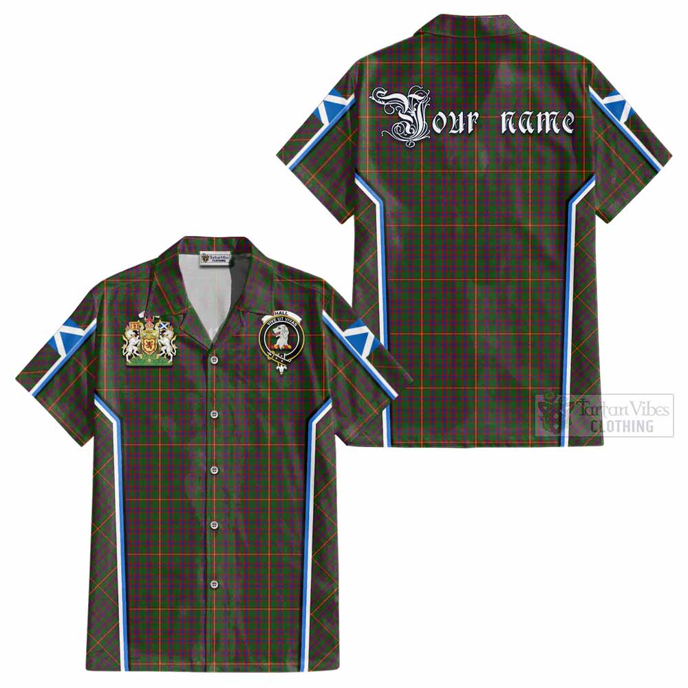 Hall Tartan Crest Cotton Hawaiian Shirt Scotland Coat of Arm Flag Style - Tartan Vibes Clothing
