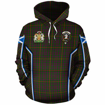 Hall Tartan Crest Cotton Hoodie Scotland Coat of Arm Flag Style
