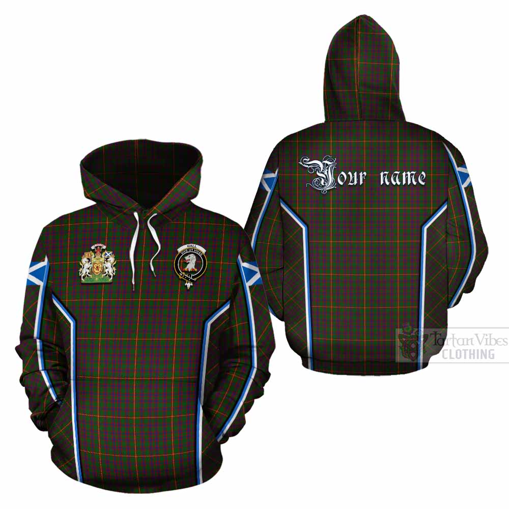 Hall Tartan Crest Cotton Hoodie Scotland Coat of Arm Flag Style - Tartan Vibes Clothing