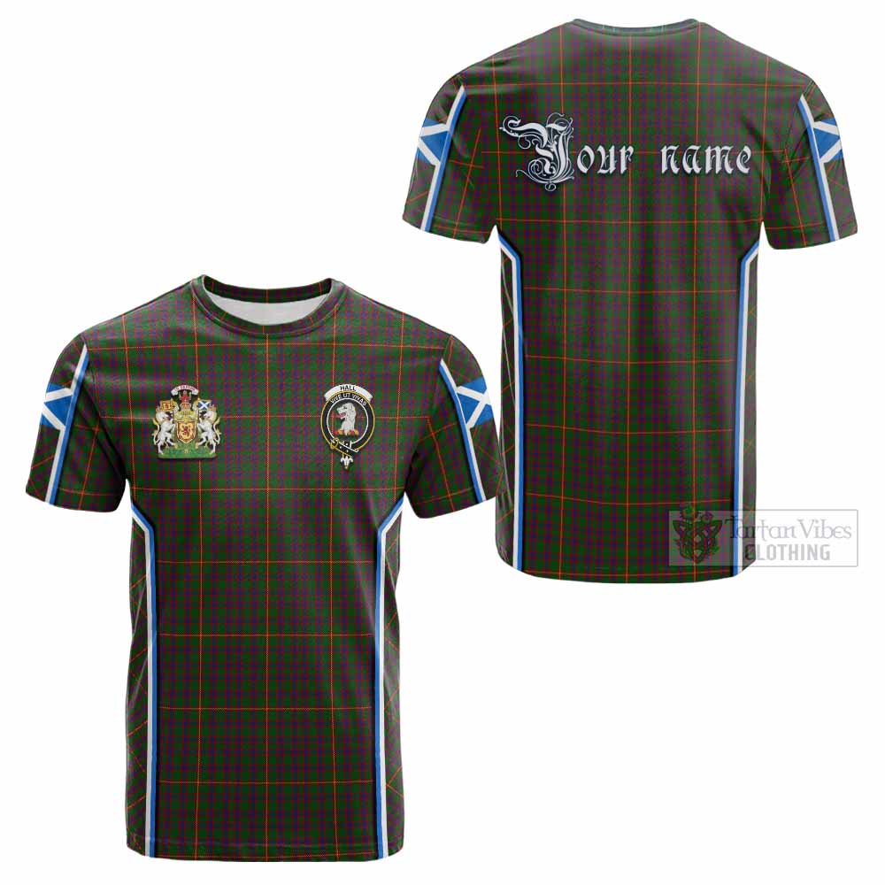 Hall Tartan Crest Cotton T-shirt Scotland Coat of Arm Flag Style - Tartan Vibes Clothing