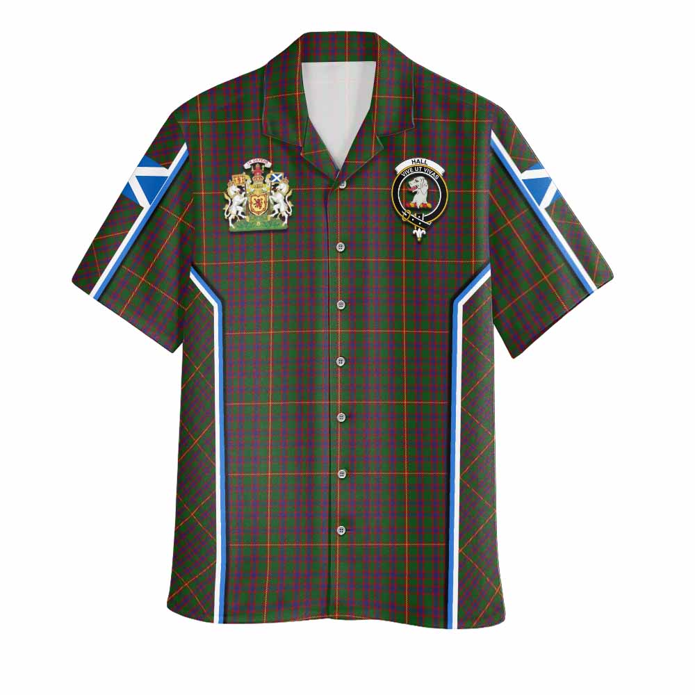Hall Tartan Crest Hawaiian Shirt Scotland Coat of Arm Flag Style - Tartan Vibes Clothing