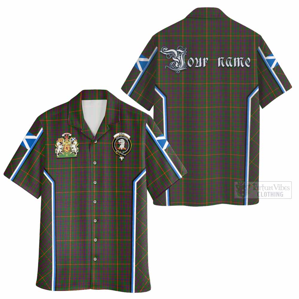 Hall Tartan Crest Hawaiian Shirt Scotland Coat of Arm Flag Style - Tartan Vibes Clothing