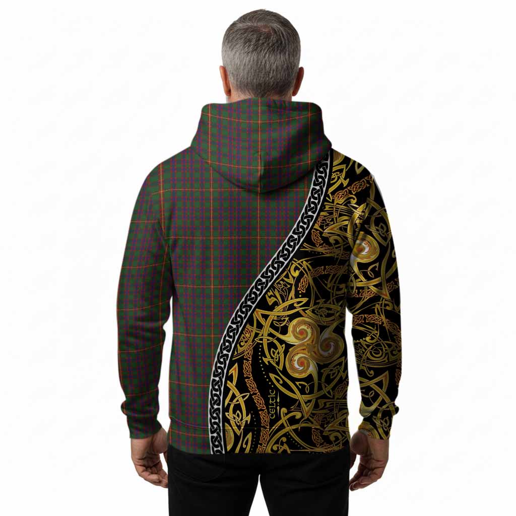 Hall Tartan Crest Hoodie Celtic Knot and Triple Trickle Spiral Symbols