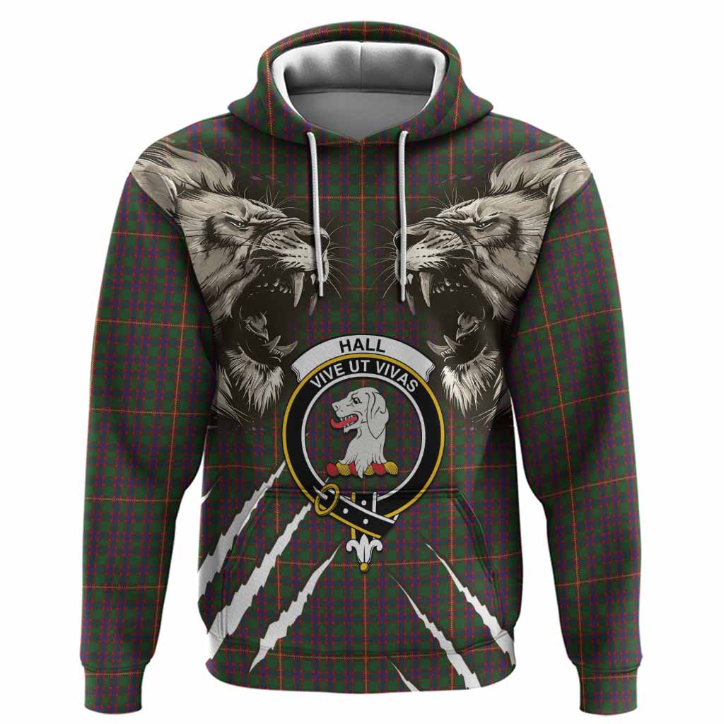 Hall Tartan Crest Hoodie Ferocious Lion Style