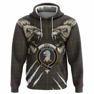 Hall Tartan Crest Hoodie Ferocious Lion Style