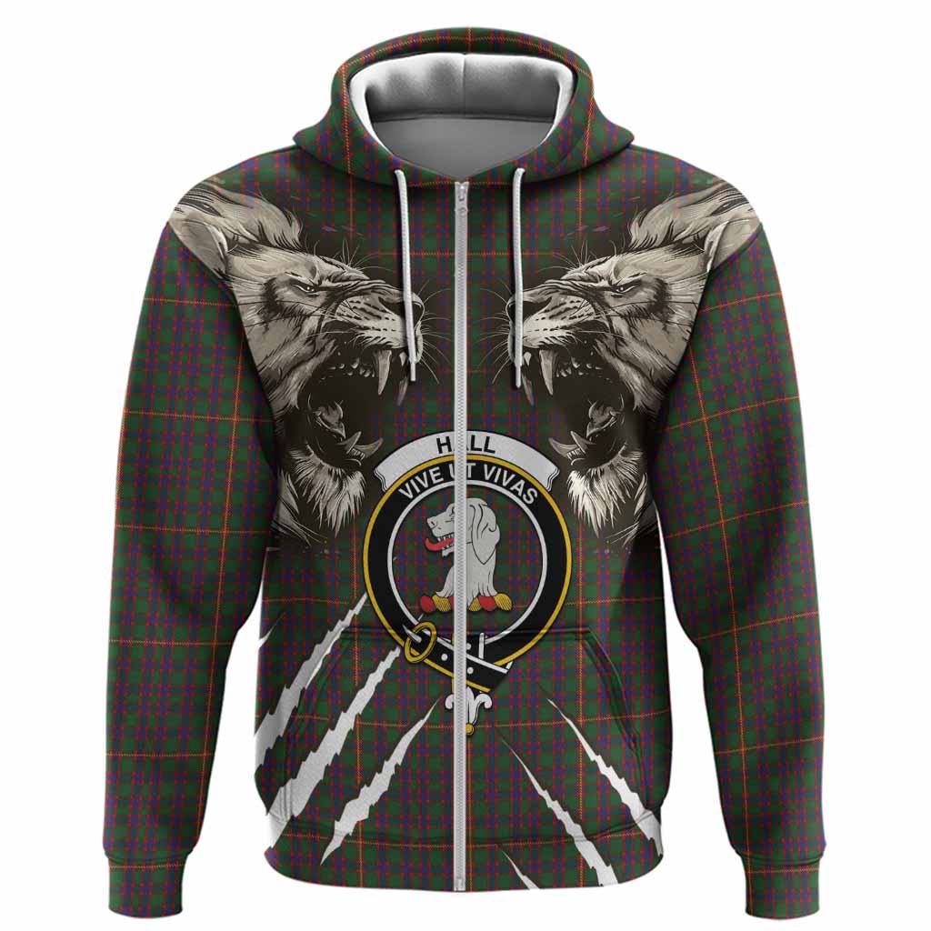 Hall Tartan Crest Hoodie Ferocious Lion Style