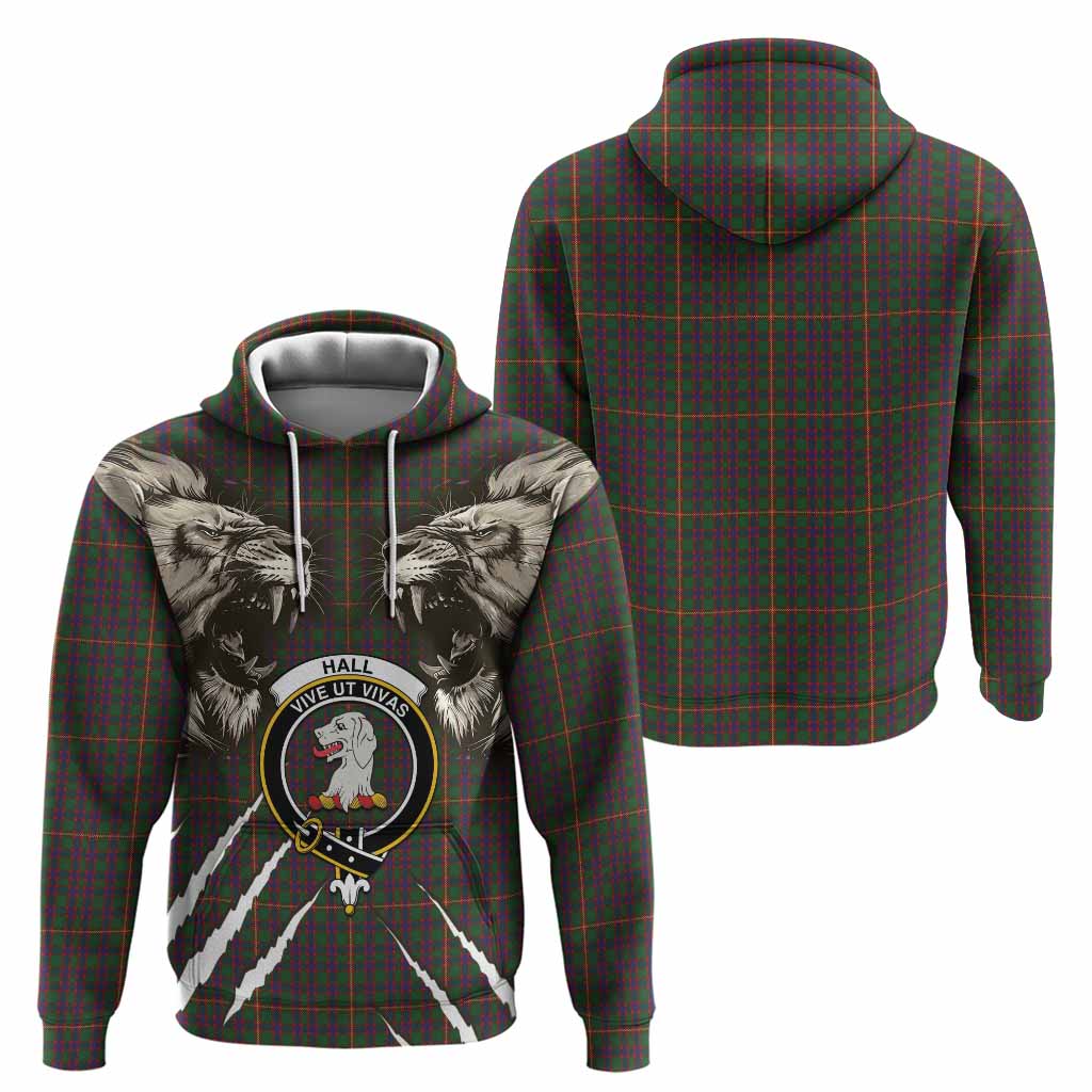 Hall Tartan Crest Hoodie Ferocious Lion Style