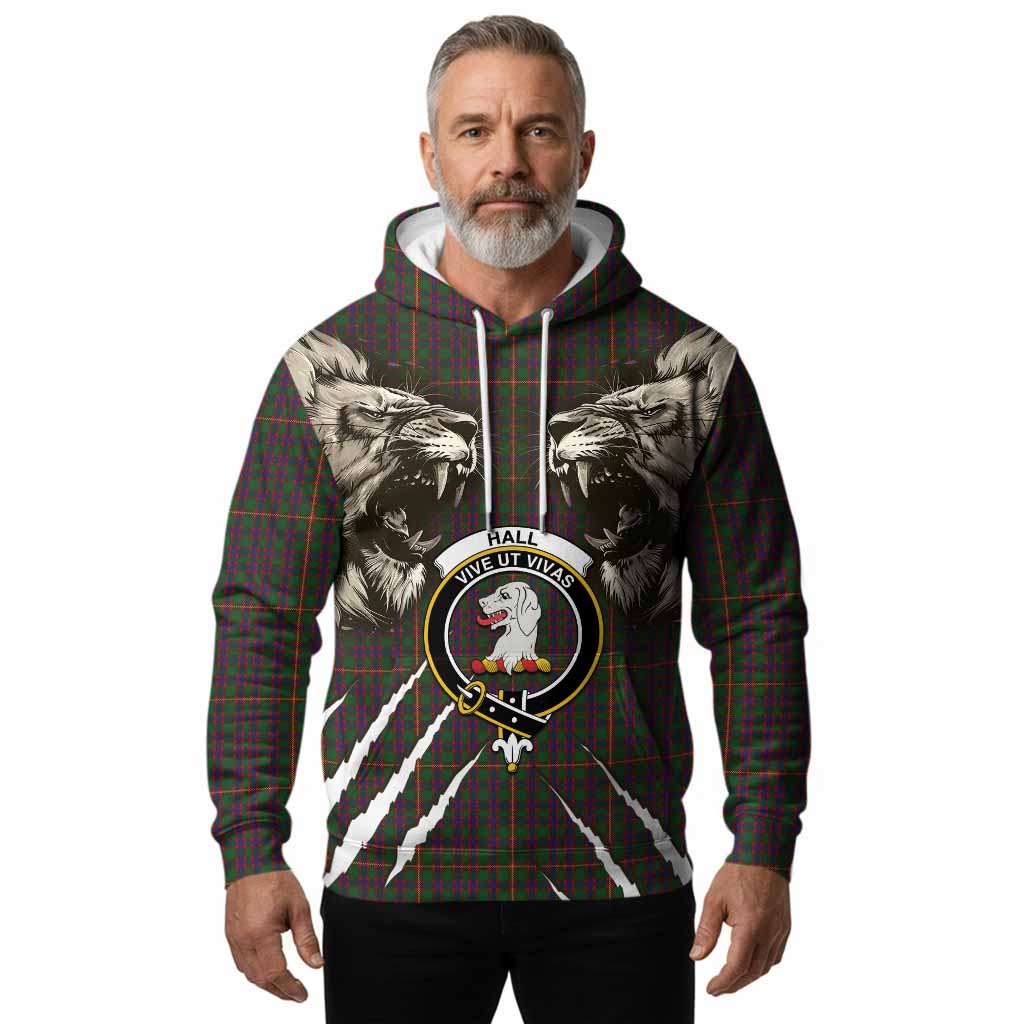 Hall Tartan Crest Hoodie Ferocious Lion Style