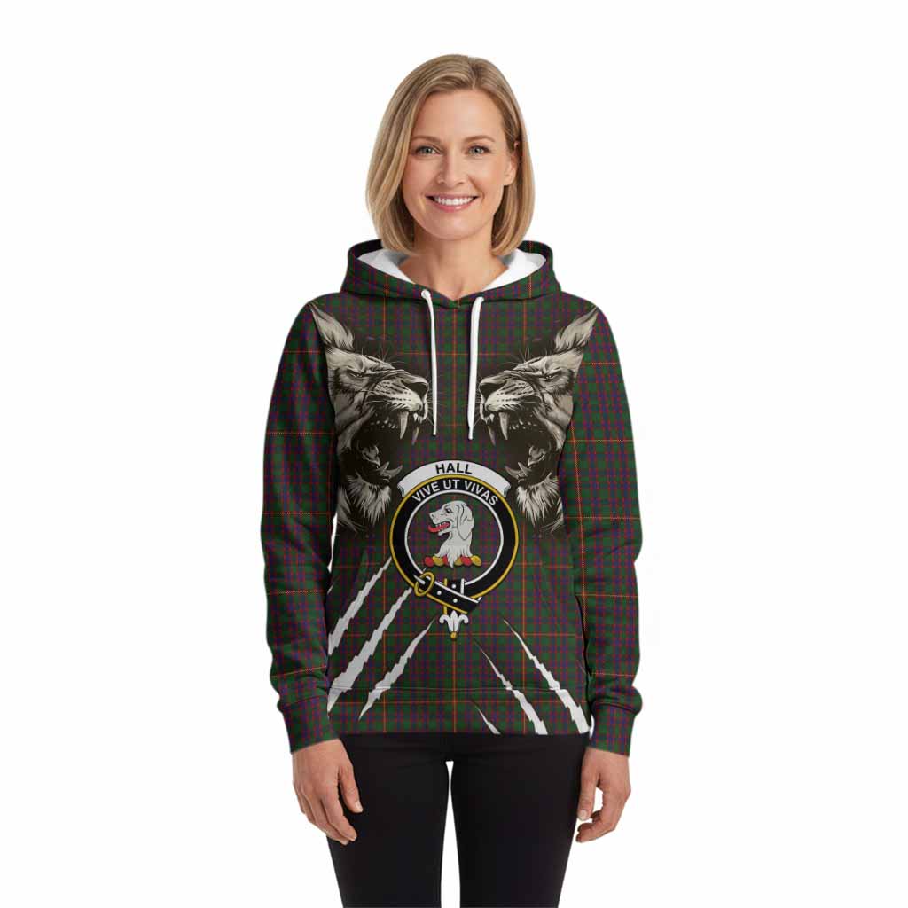 Hall Tartan Crest Hoodie Ferocious Lion Style