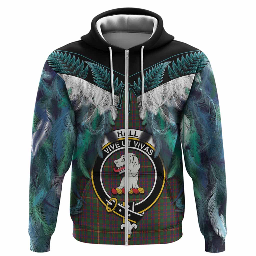 Hall Tartan Crest Hoodie New Zealand Maori Korowai Cloak