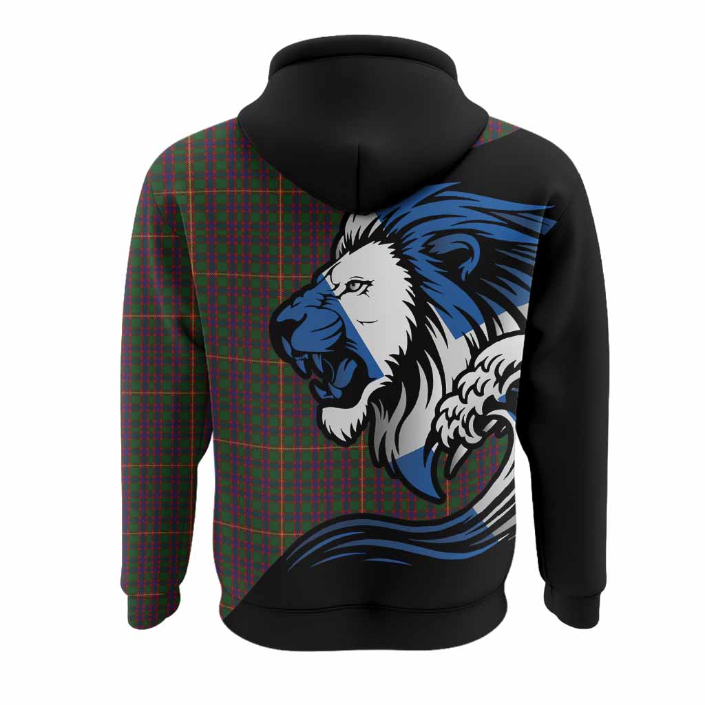 Hall Tartan Crest Hoodie Scottish Golden Lions Wave Flow