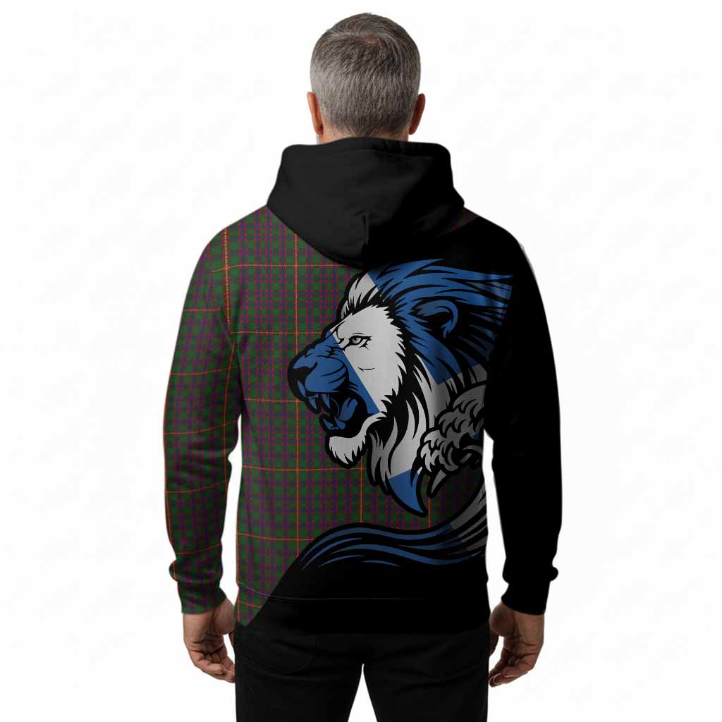 Hall Tartan Crest Hoodie Scottish Golden Lions Wave Flow