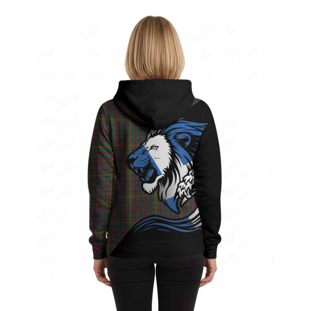 Hall Tartan Crest Hoodie Scottish Golden Lions Wave Flow