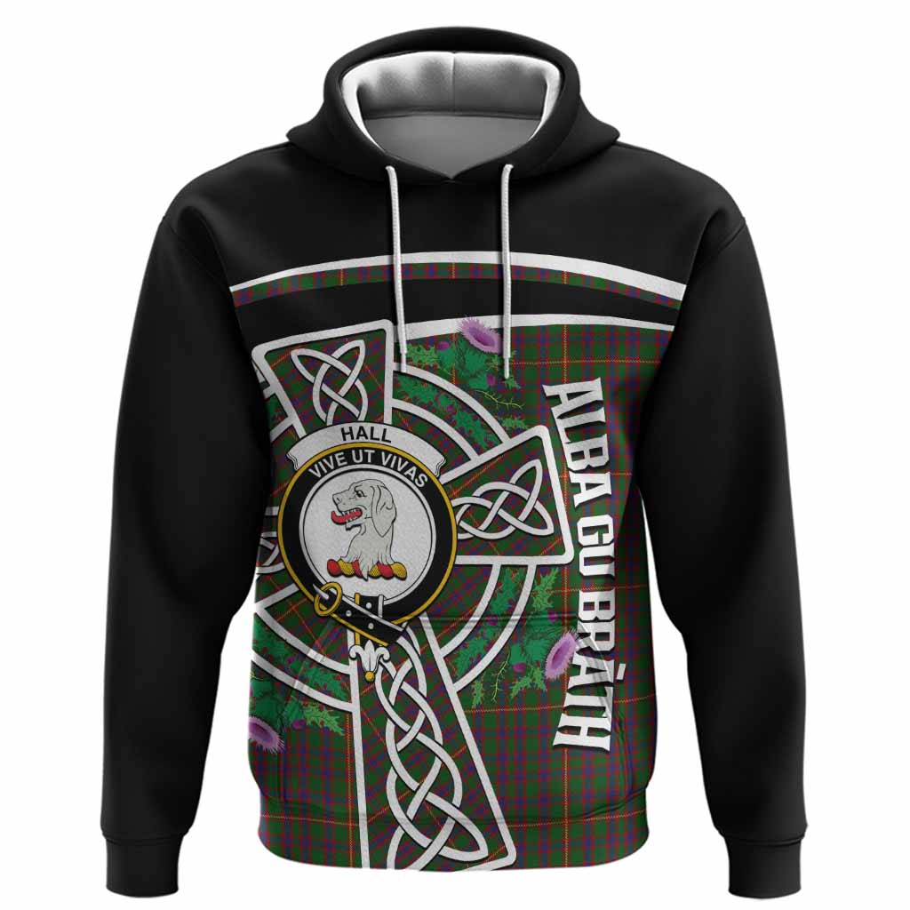 Hall Tartan Crest Hoodie Scottish Thistle Celtic Cross Alba Gu Brath