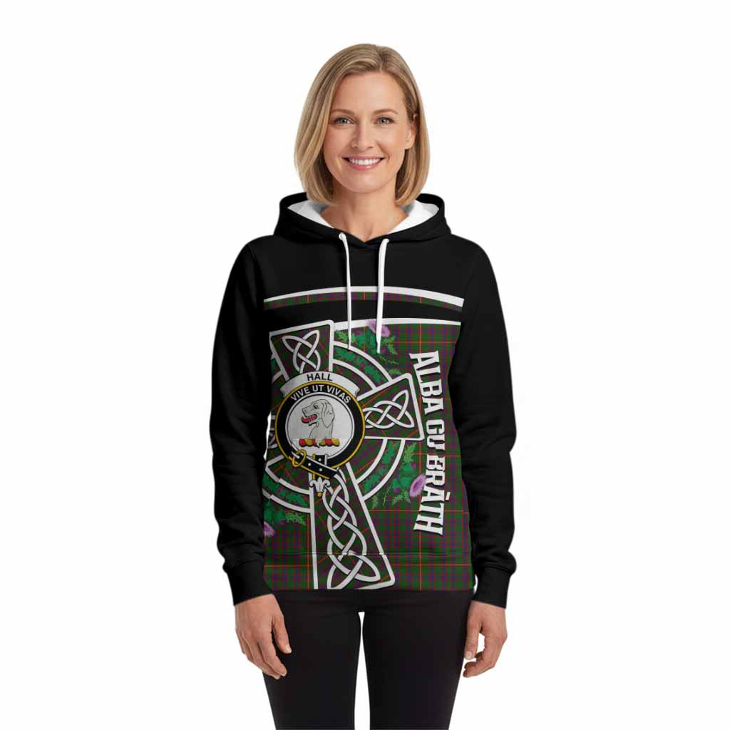 Hall Tartan Crest Hoodie Scottish Thistle Celtic Cross Alba Gu Brath