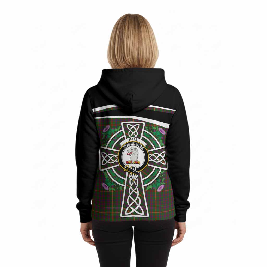 Hall Tartan Crest Hoodie Scottish Thistle Celtic Cross Alba Gu Brath