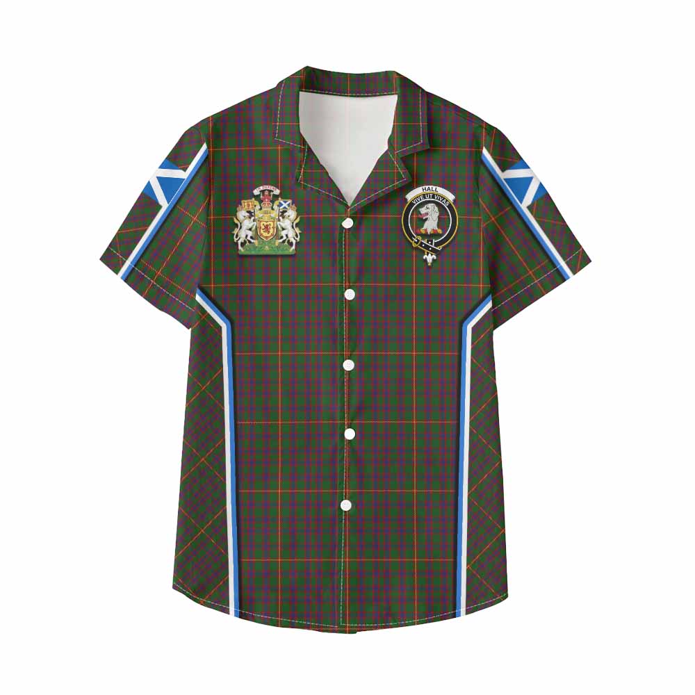 Hall Tartan Crest Kid Hawaiian Shirt Scotland Coat of Arm Flag Style - Tartan Vibes Clothing