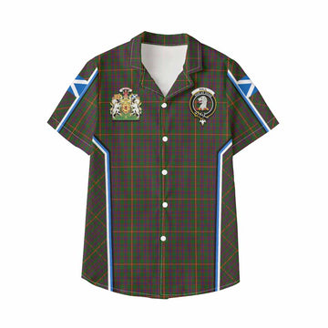 Hall Tartan Crest Kid Hawaiian Shirt Scotland Coat of Arm Flag Style - Tartan Vibes Clothing