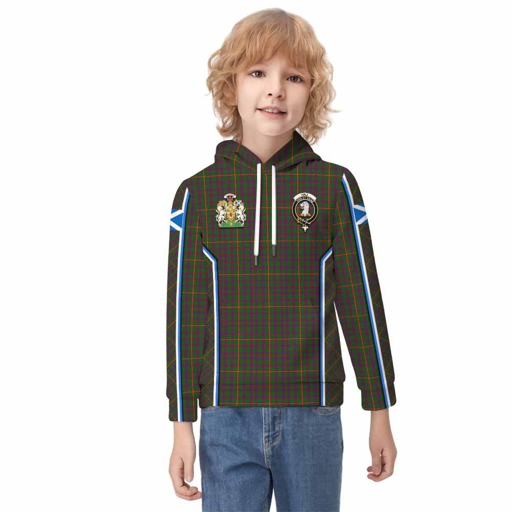 Hall Tartan Crest Kid Hoodie Scotland Coat of Arm Flag Style - Tartan Vibes Clothing