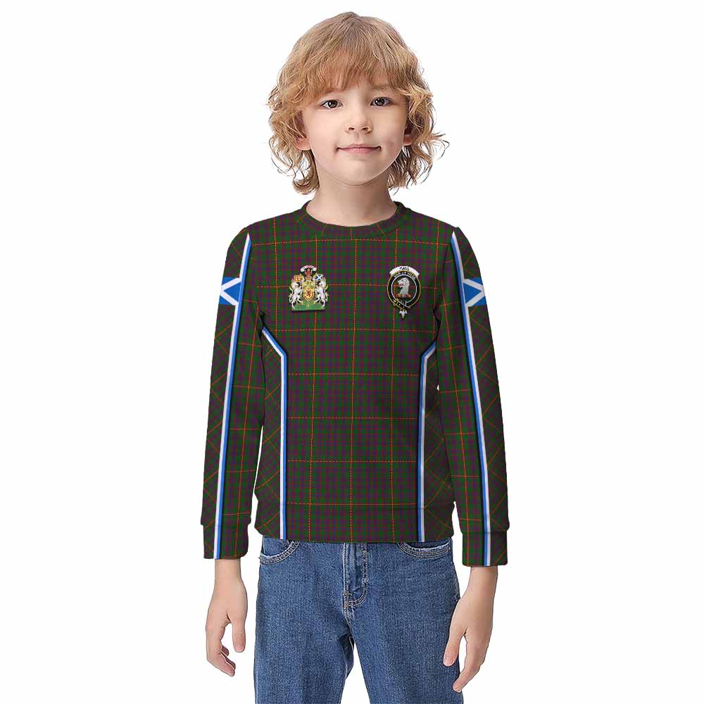 Hall Tartan Crest Kid Knitted Sweatshirt Scotland Coat of Arm Flag Style - Tartan Vibes Clothing