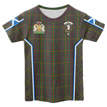 Hall Tartan Crest Kid T-shirt Scotland Coat of Arm Flag Style - Tartan Vibes Clothing