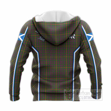 Hall Tartan Crest Knitted Hoodie Scotland Coat of Arm Flag Style