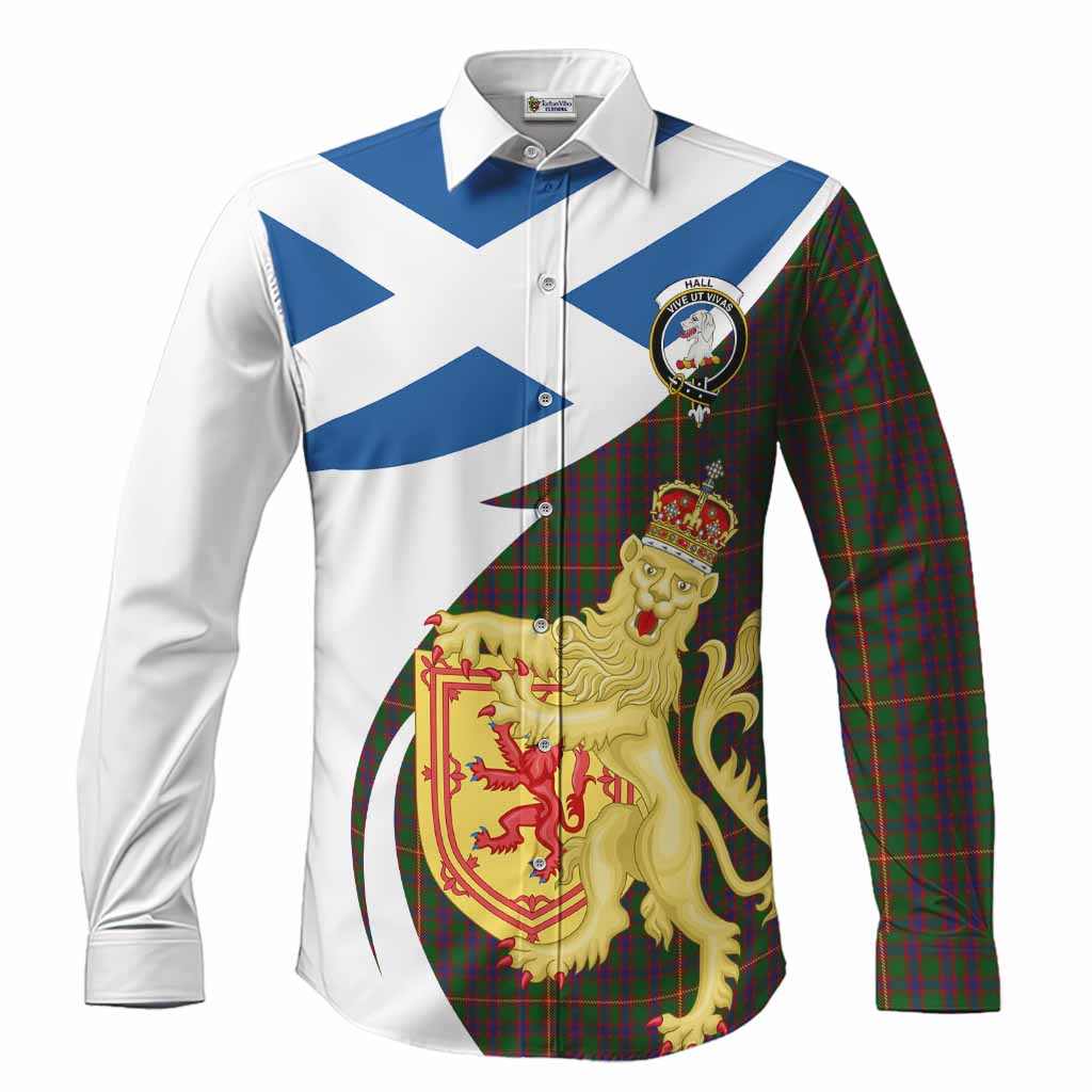 Hall Tartan Crest Lion Rampant Long Sleeve Button Shirts Classic Scottish Style
