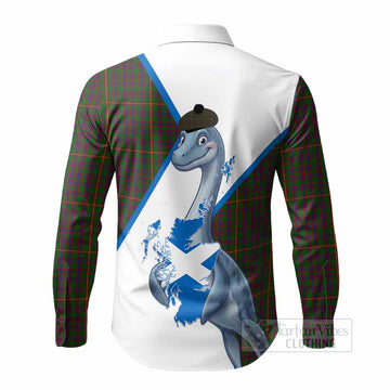 Hall Tartan Crest Loch Ness Monster Long Sleeve Button Shirts Nessie Scottish Map Tha Gradh Agam Air Alba
