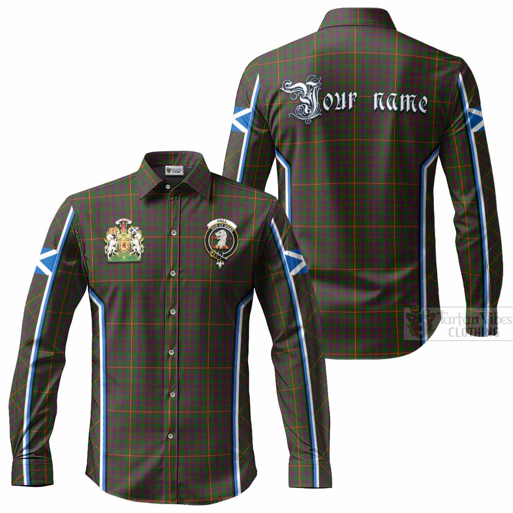 Hall Tartan Crest Long Sleeve Button Shirts Scotland Coat of Arm Flag Style - Tartan Vibes Clothing