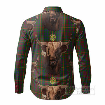Hall Tartan Crest Long Sleeve Button Shirts Scotland Heilan Coo Tartan Seamless Style