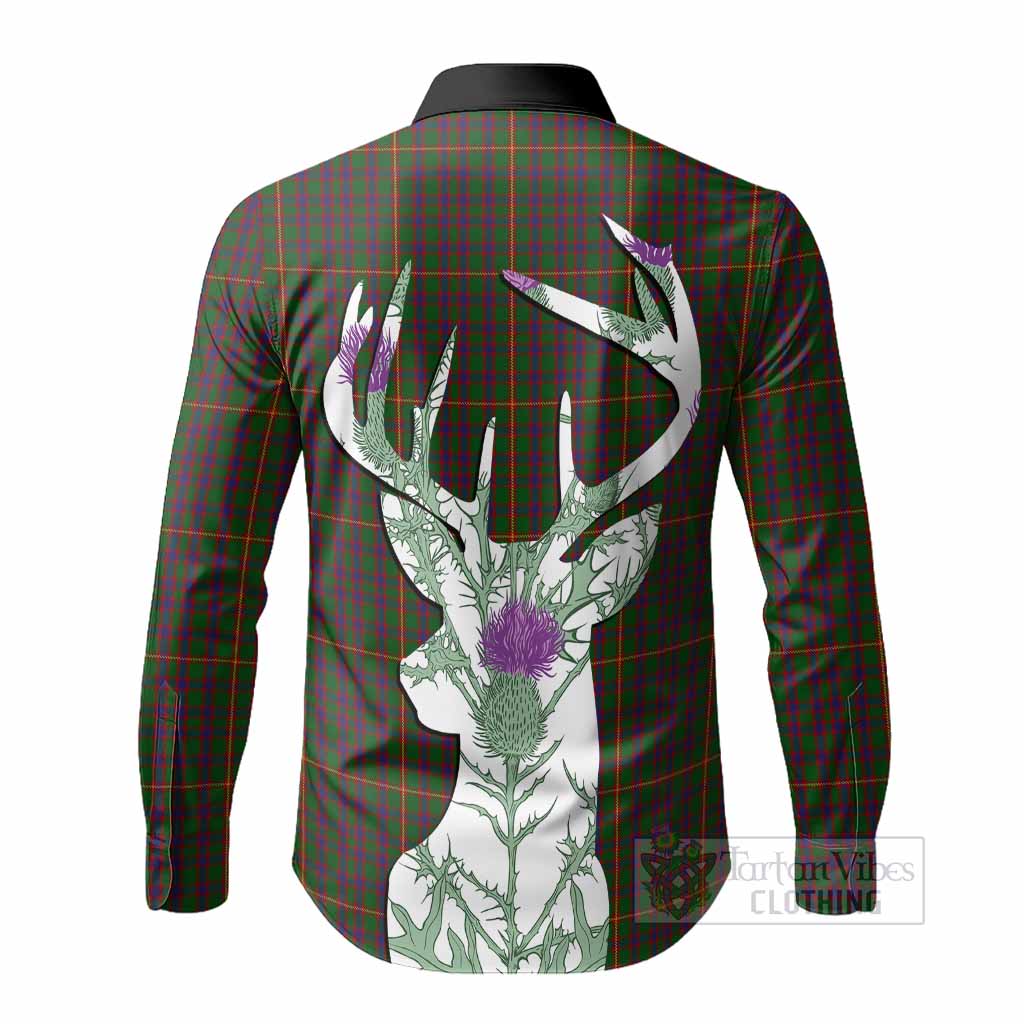 Hall Tartan Crest Long Sleeve Button Shirts Scottish Stag Thistle Floral Art