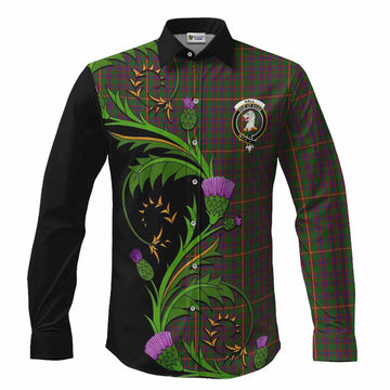 Hall Tartan Crest Long Sleeve Button Shirts Scottish Thistle Pride Heritage Art