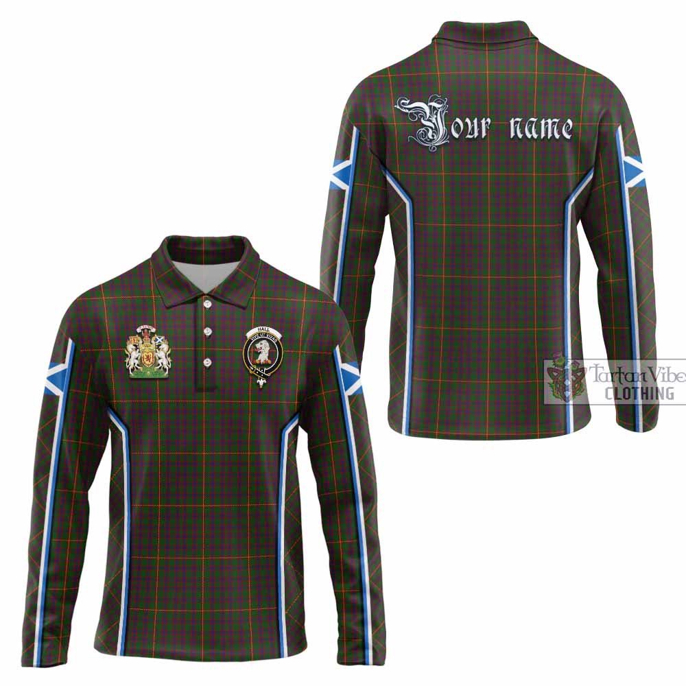 Hall Tartan Crest Long Sleeve Polo Shirt Scotland Coat of Arm Flag Style - Tartan Vibes Clothing