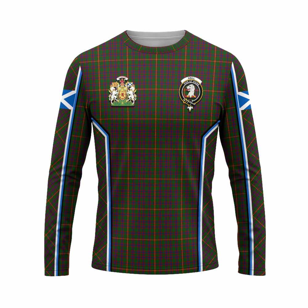 Hall Tartan Crest Long Sleeve T-Shirt Scotland Coat of Arm Flag Style - Tartan Vibes Clothing