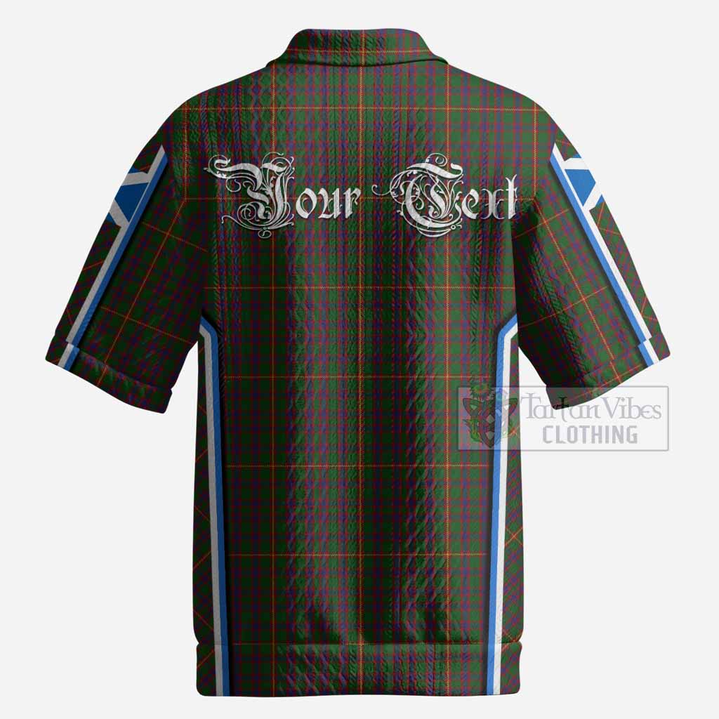 Hall Tartan Crest Men’s Polo Sweater Top Scotland Coat of Arm Flag Style
