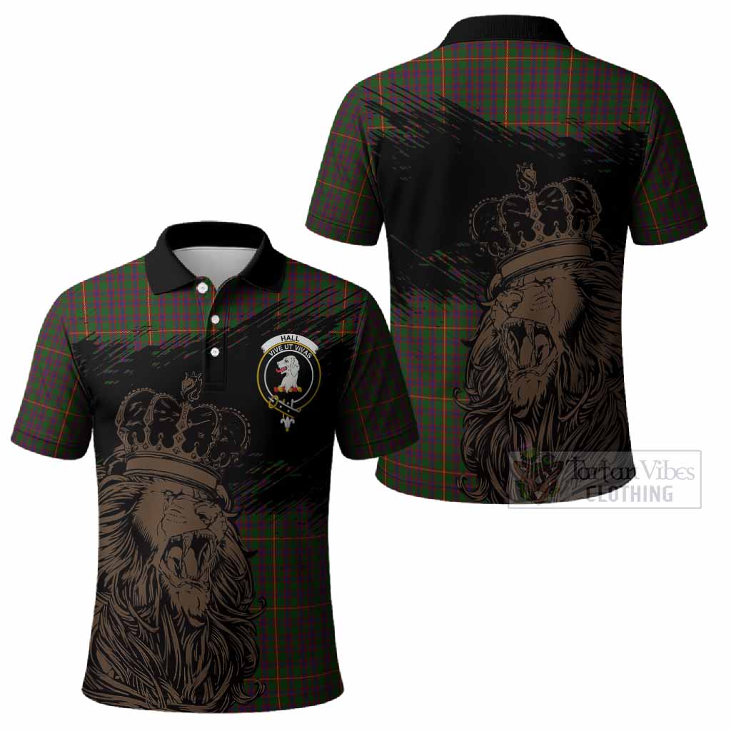 Hall Tartan Crest Polo Shirt Crowned Lion Heritage Style