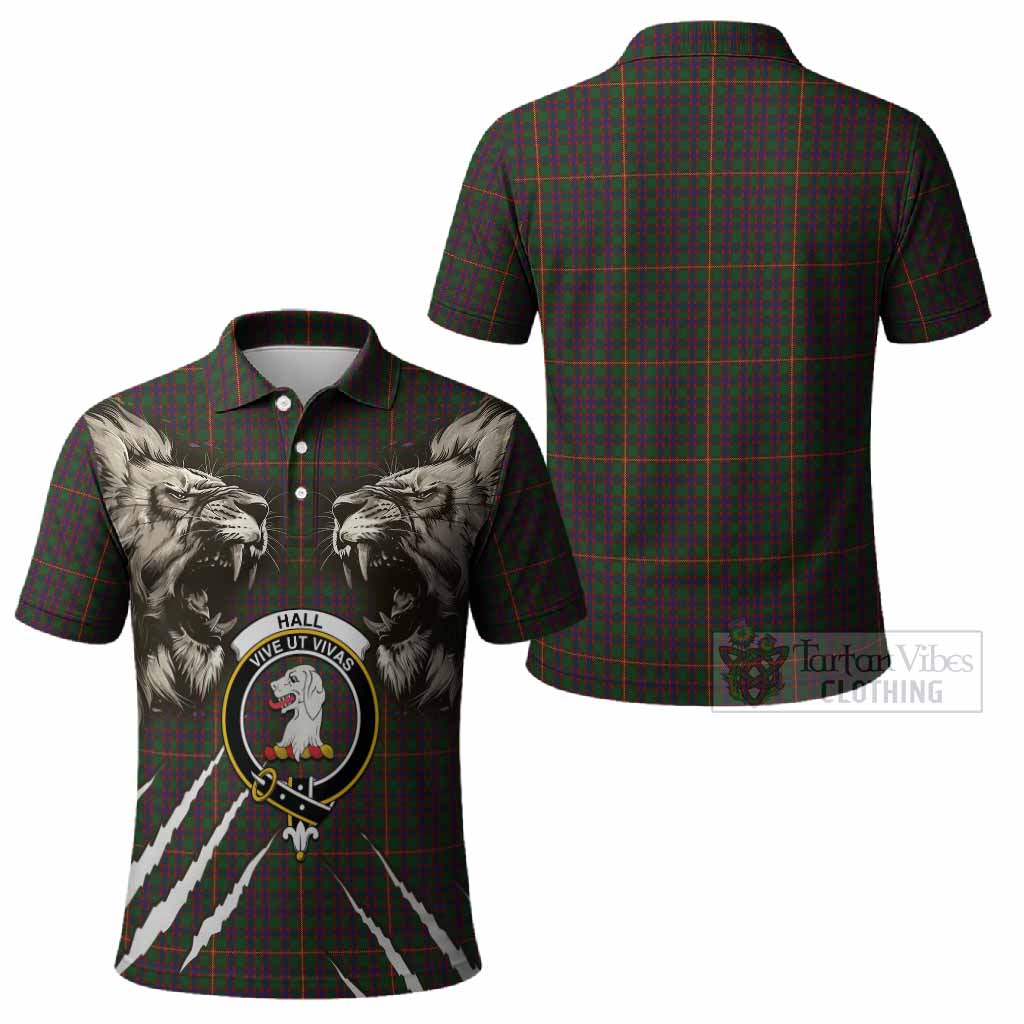 Hall Tartan Crest Polo Shirt Ferocious Lion Style