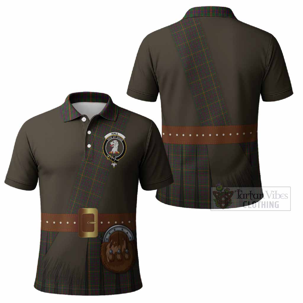 Hall Tartan Crest Polo Shirt Kilt Costume Style