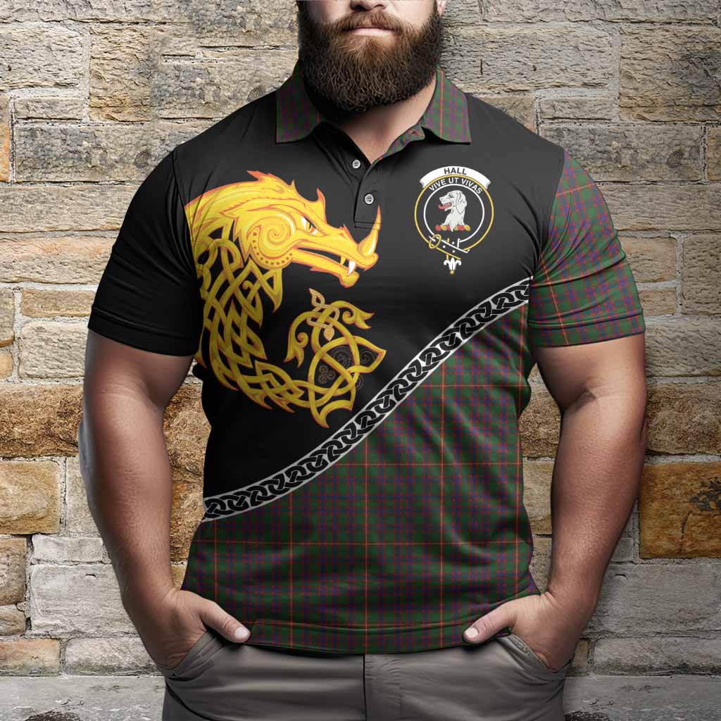Hall Tartan Crest Polo Shirt Legendary Dragon Knot Half Style