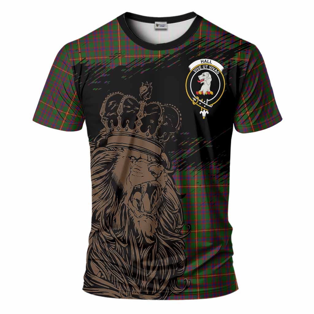 Hall Tartan Crest T-Shirt Crowned Lion Heritage Style