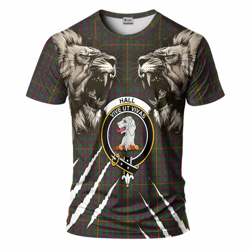Hall Tartan Crest T-Shirt Ferocious Lion Style