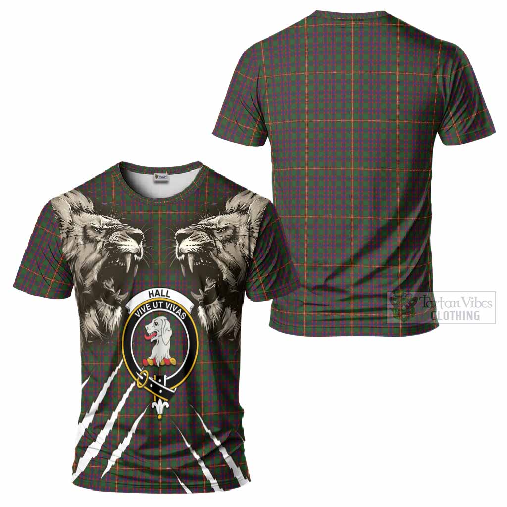 Hall Tartan Crest T-Shirt Ferocious Lion Style