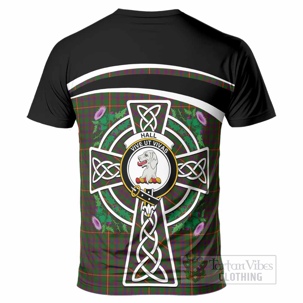 Hall Tartan Crest T-Shirt Scottish Thistle Celtic Cross Alba Gu Brath