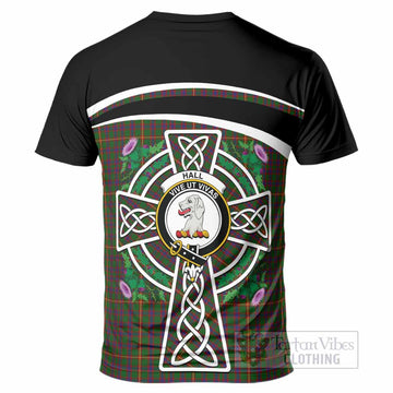 Hall Tartan Crest T-Shirt Scottish Thistle Celtic Cross Alba Gu Brath