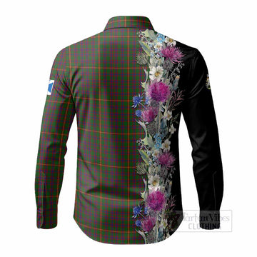 Hall Tartan Crest Thistle Floral Long Sleeve Button Shirts